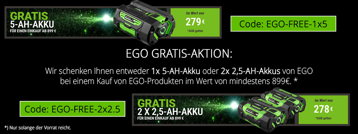 EGO-Aktion bei HSH24: kostenloser Akku ab einem Bestellwert von 899€